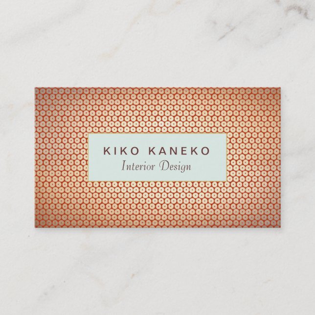 Carte De Visite Chic Design d'intérieur Gold Foil Look Blue Plaque (Devant)