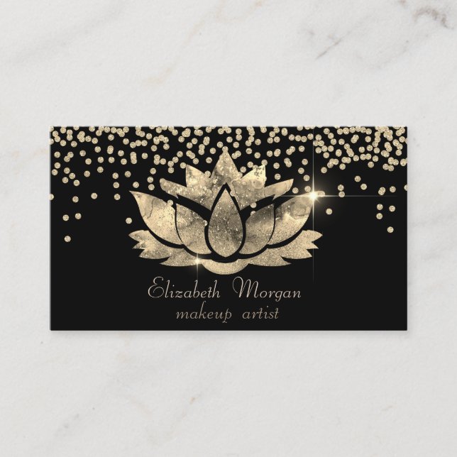 Carte De Visite Chic Diamants Or Lotus Black (Devant)