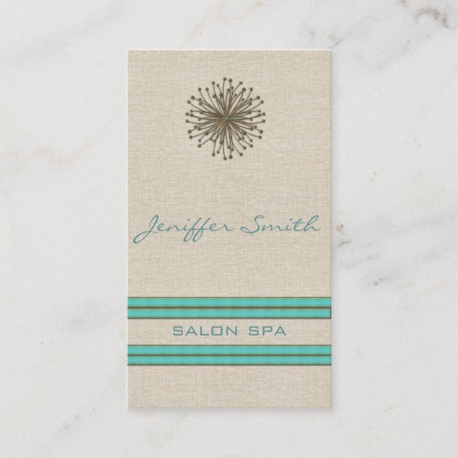 Carte De Visite Chic élégant dandelion rayures turquoise (Devant)