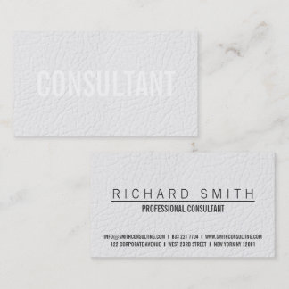Carte De Visite Chic élégant faux cuir blanc uni professionnel