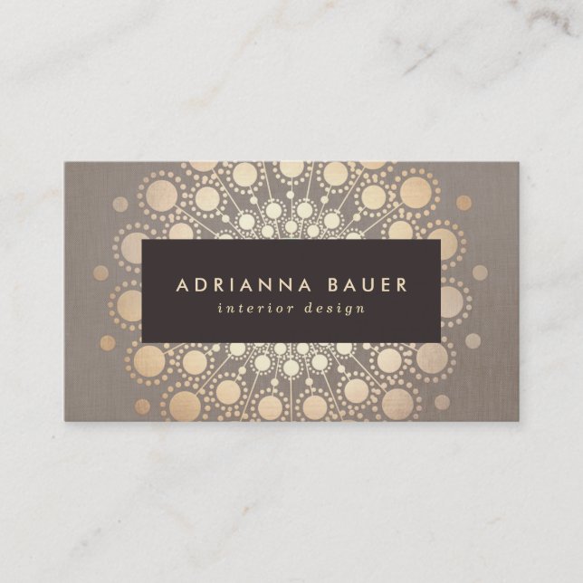 Carte De Visite Chic Elegant Faux Gold Foil Circles Taupe (Devant)