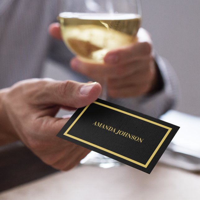 Carte De Visite Chic Elegant Gold & Black Typographie Professionne (Créateur téléchargé)