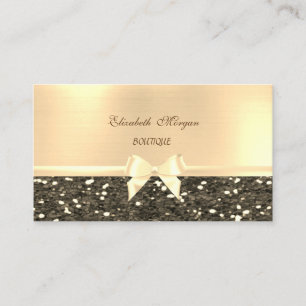 Carte De Visite Chic Élégant Luxe, Paillettes, Nœud en Ruban