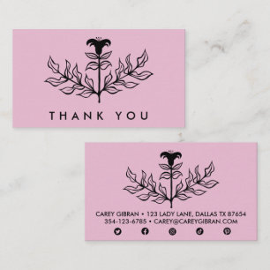 Carte De Visite Chic Elegant noir Lily ORDER MERCI Rose doux
