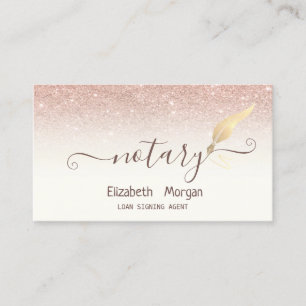 Carte De Visite Chic Élégant Plume Or Paillettes Rose Doré
