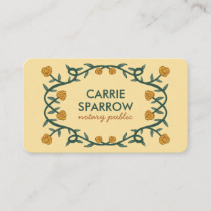 Carte De Visite Chic Elegant Rose Frame Floral Notaire Public Juri