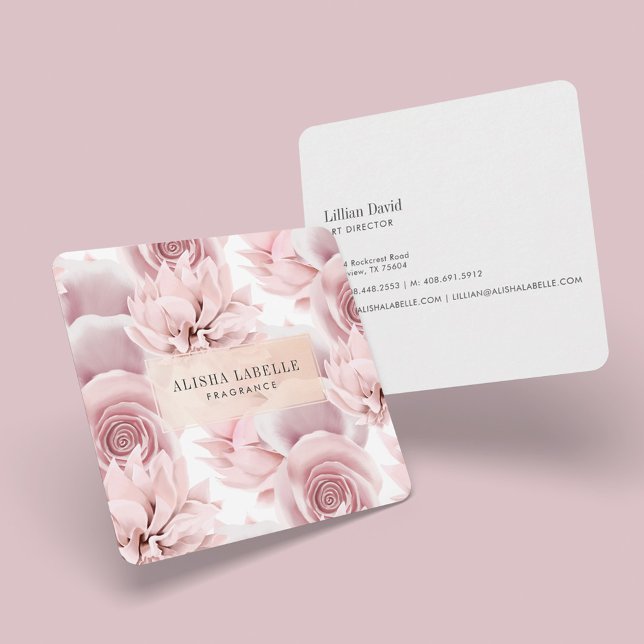 Carte De Visite Chic et élégant Blush rose floral botanique (Créateur téléchargé)
