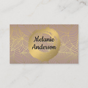 Carte De Visite Chic Faux brossé   Motif de feuille d'or