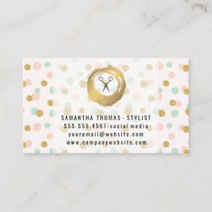 Carte De Visite Chic Faux Gold brossé   Motif de Parties scintilla