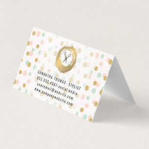 Carte De Visite Chic Faux Gold brossé   PARTIES SCINTILLANT POIS