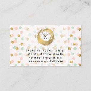 Carte De Visite Chic Faux Gold brossé   Pois de Parties scintillan