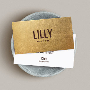 Carte De Visite Chic Faux Gold Foil Bold Typographie moderne