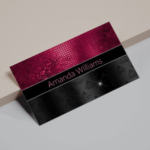 Carte De Visite Chic faux Parties scintillant argent Bourgogne noi