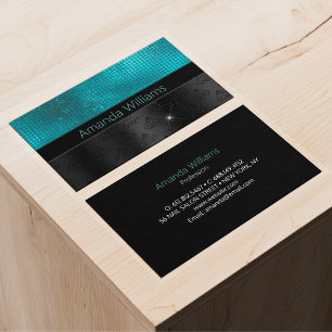 Carte De Visite Chic faux Parties scintillant argent Turquoise noi