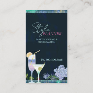 Carte De Visite Chic Floral Cocktails Organisateur