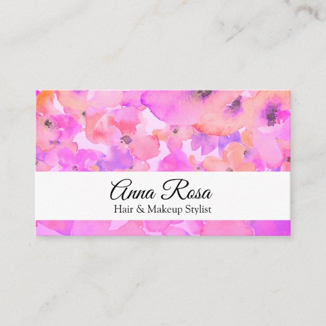 Carte De Visite *~* Chic Floral Lavender Pink Aquarelle Populaire (Devant)