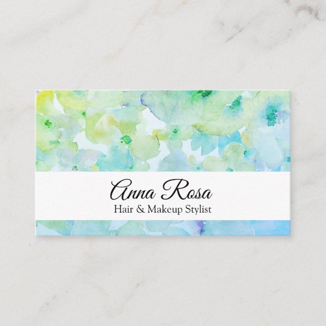 Carte De Visite *~* Chic Floral Populaire Beauté Verte Turquoise (Devant)