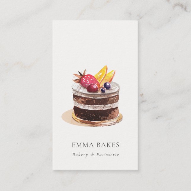 CARTE DE VISITE CHIC FRUITS FLORAL CAKE PATISSERIE CUPCAKE BAKERY (Devant)