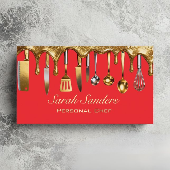 Carte De Visite Chic glam Chef personnel Restauration Parties scin (Créateur téléchargé)