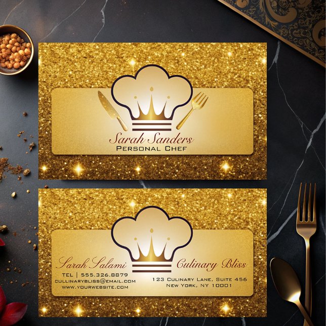 Carte De Visite Chic glam Chef personnel Restauration Parties scin (Créateur téléchargé)