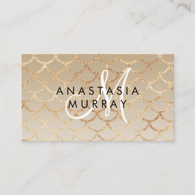 Carte De Visite Chic Glam Grey Gold Mermaid Parties scintillant No (Devant)