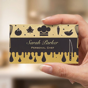 Carte De Visite Chic Glam Traiteur Chef Personnel Or