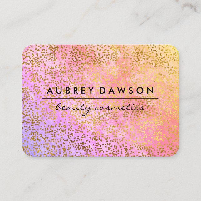 Carte De Visite Chic Gold Confetti Pink Purple Blend (Devant)