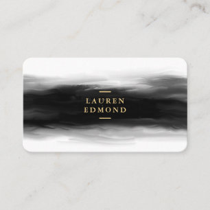 Carte De Visite Chic Gold et Abstrait pinceau d'encre noire