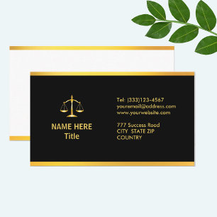 Carte De Visite Chic Gold et Black Lawyer Business