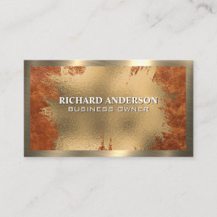 Carte De Visite Chic Gold Foil   Cuir Brown   Métallique d'or