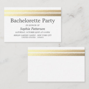Carte De Visite Chic Gold Foil Stripes Bachelorette Party Bicket