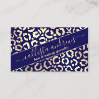 Chic Gold Navy Blue Leopard Cheetah Poster de anim