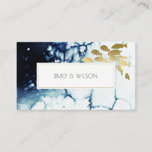 CARTE DE VISITE CHIC GOLD NAVY UNDERWATER SEA FISH MARIAGE SITE WE