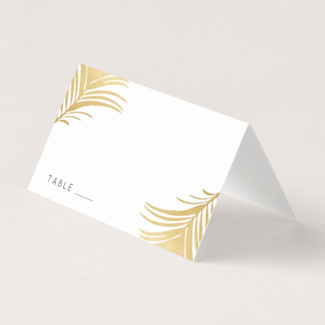 Carte De Visite Chic Gold Tropical Palm Feuille Place Card (Devant)