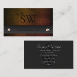 Carte De Visite Chic Gris foncé Orange Gradient Snake avec Monogra