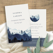 Chic Ink Blue Navy Aquarelle Pine Woods Mountain