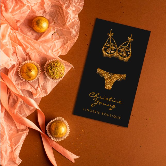 Carte De Visite Chic Lace Lingerie Boutique Parties scintillant d' (Créateur téléchargé)