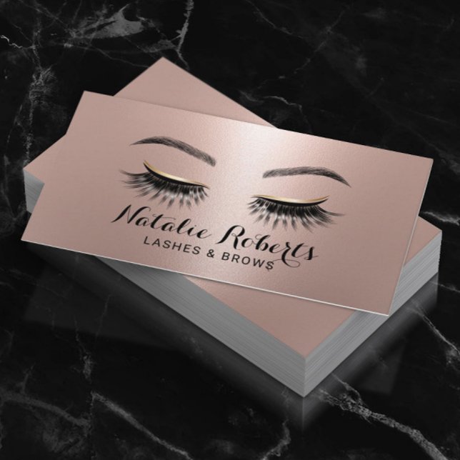 Carte De Visite Chic Lashes Maquillage Artiste Rose Gold Eyelash S (Créateur téléchargé)