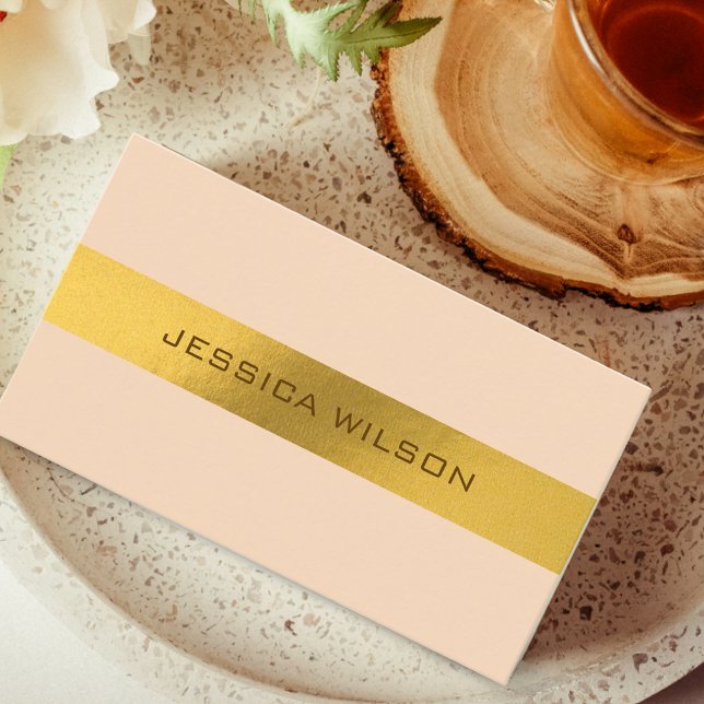 Carte De Visite Chic light orange pastel gold frame business card (Chic light orange pastel gold frame business card)