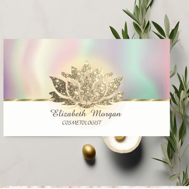 Carte De Visite Chic Lotus Flower Gold Yoga Instructeur (Créateur téléchargé)