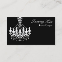 Carte de visite chic lustre blanc noir designer