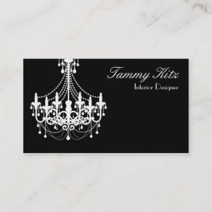 Carte de visite chic lustre noir et blanc designer