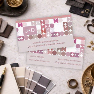 Carte De Visite Chic Mauve Taupe Blush Pink Circles Motif d'art
