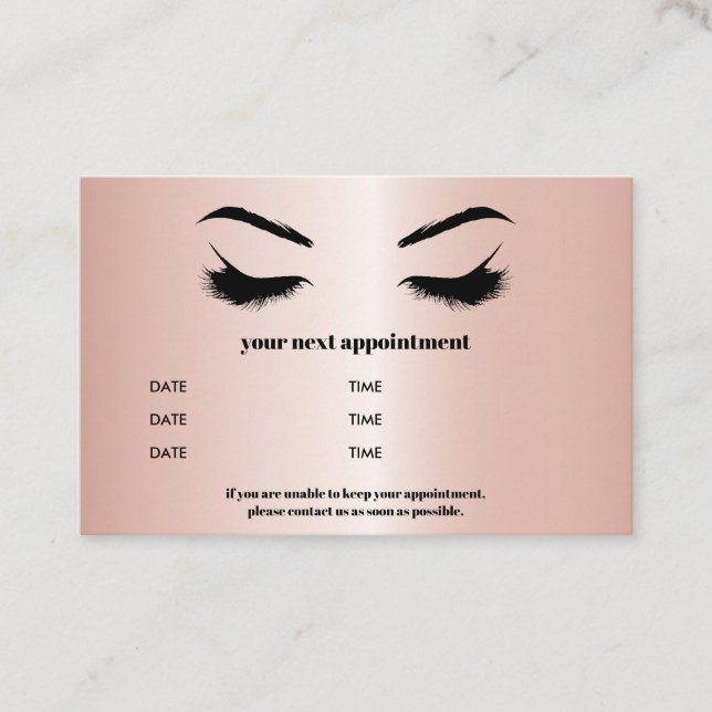 Carte De Visite Chic métal rose or Browbar Eyelash Luxe (Devant)