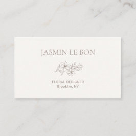 Carte De Visite Chic minimaliste floral ivoire et blanc