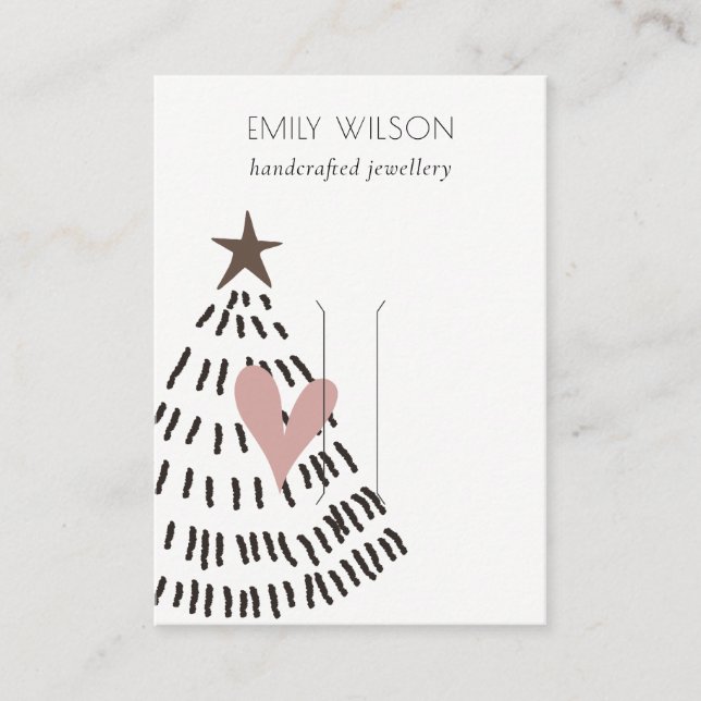 Carte De Visite Chic Modern Minimal Christmas Tree Heart Hairpin (Devant)