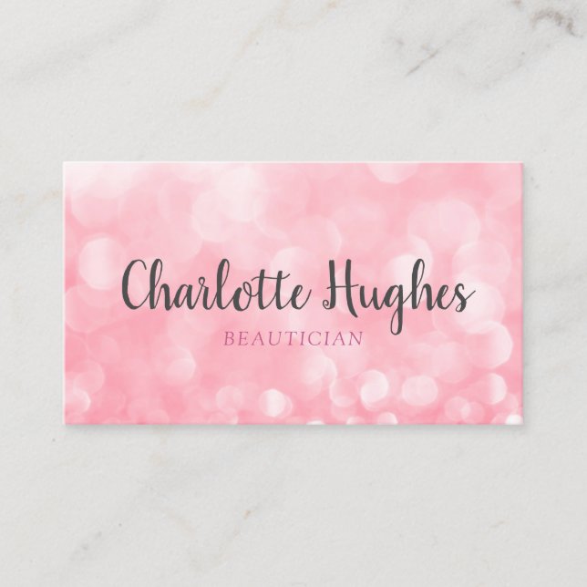 Carte De Visite Chic Moderne Bokeh Rose (Devant)