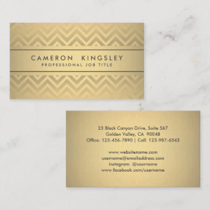 Carte De Visite Chic moderne Chevron Black et Faux Gold Foil