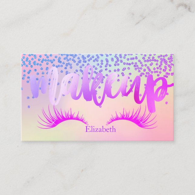 Carte De Visite Chic Moderne Holographique Diamants Faux Lashes (Devant)