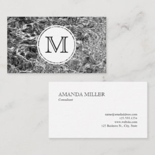 Carte De Visite Chic Monogram sur Faux Marble Photo Abstraite